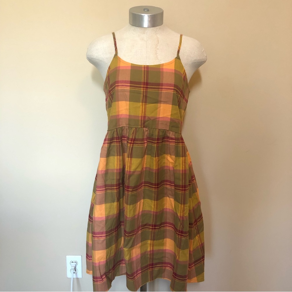 Madewell plaid babydoll cami mini dress cotton lyocell